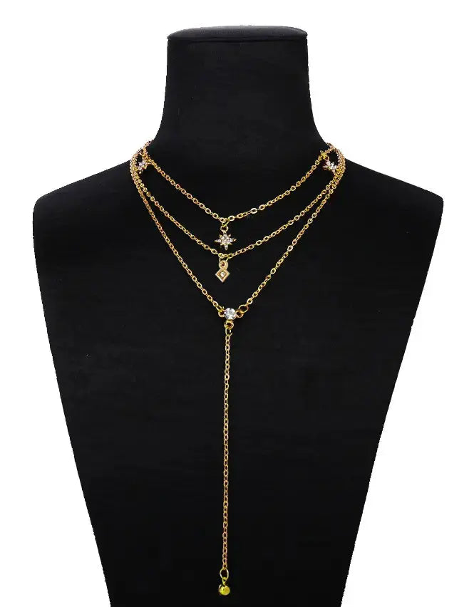 Lovcia Moon Star Necklace Multilayer Necklace Set Sweater Chain-Necklaces-Necklace-Necklace