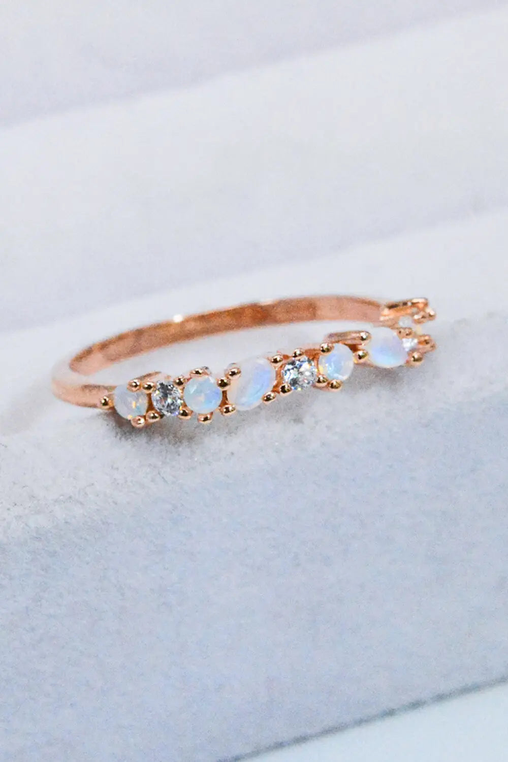 Lovcia Moonstone and Zircon Decor Ring-Rings-Moonstone/Rose Gold-6-Moonstone/Rose Gold