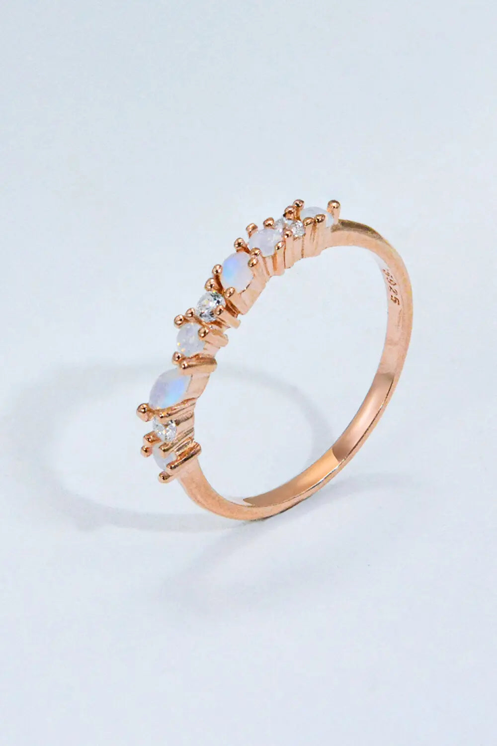 Lovcia Moonstone and Zircon Decor Ring-Rings-Moonstone/Rose Gold-6-Moonstone/Rose Gold