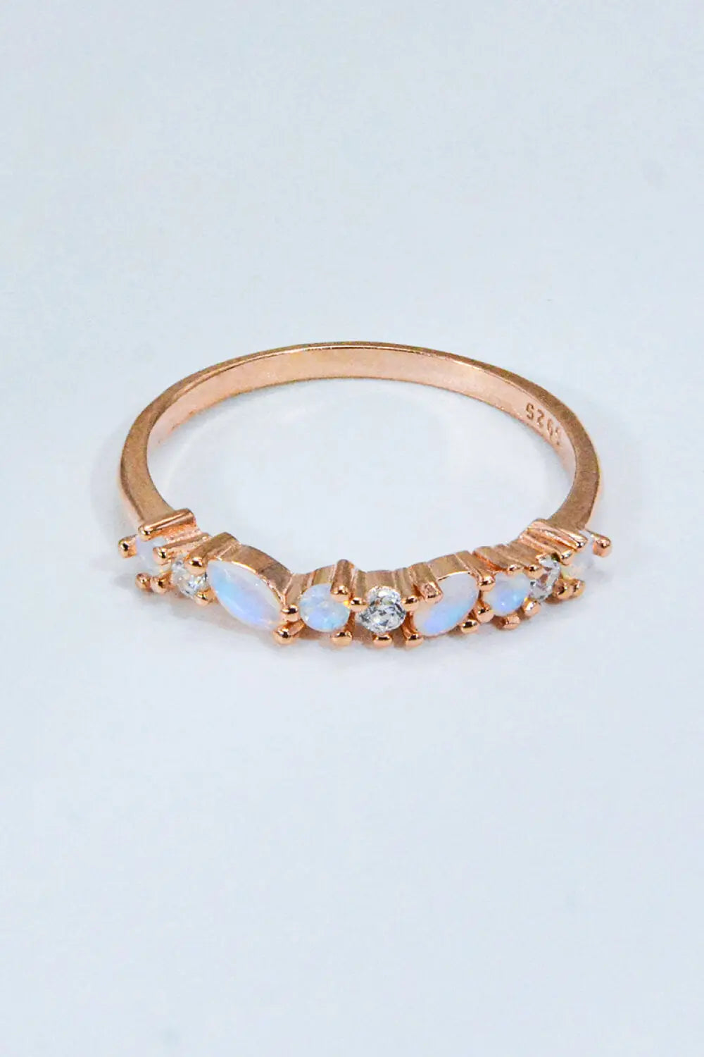 Lovcia Moonstone and Zircon Decor Ring-Rings-Moonstone/Rose Gold-6-Moonstone/Rose Gold