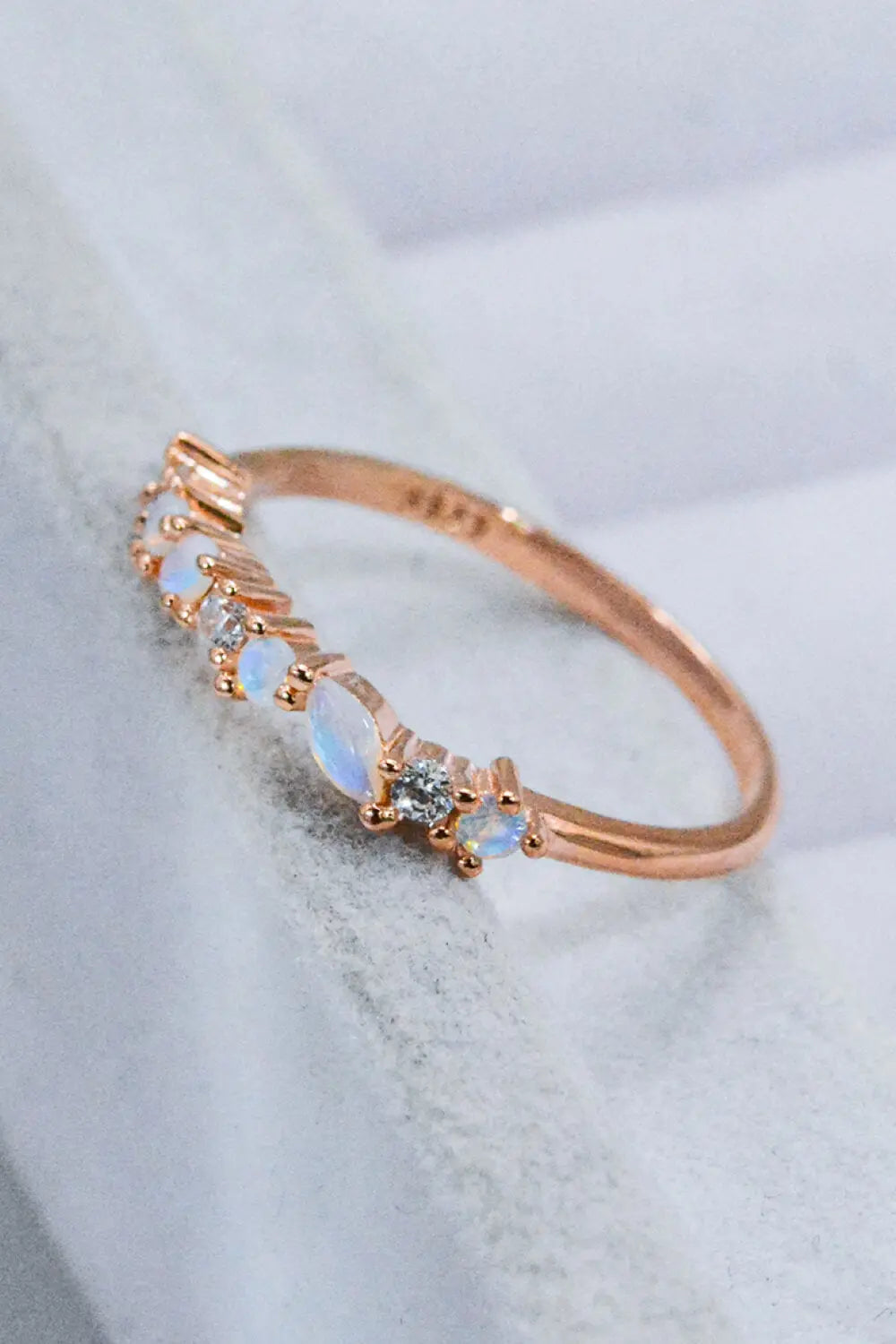Lovcia Moonstone and Zircon Decor Ring-Rings-Moonstone/Rose Gold-6-Moonstone/Rose Gold