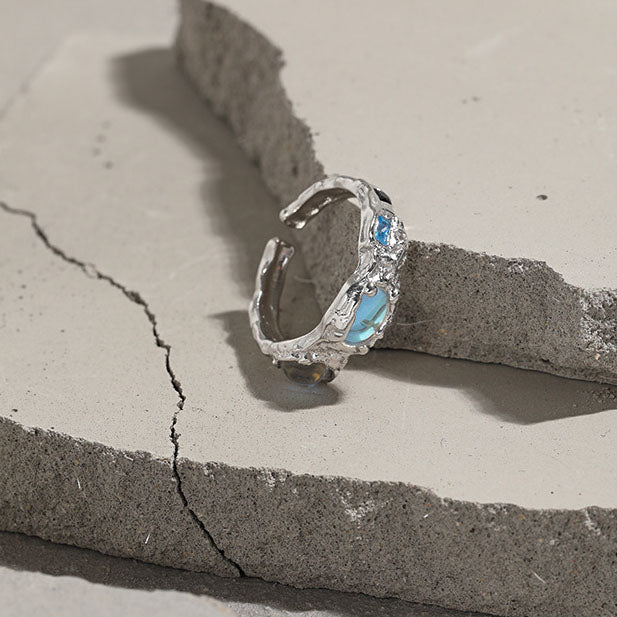 Lovcia Moonstone CZ Ring 925 Sterling Silver Adjustable-Rings-Rhodium-Rhodium