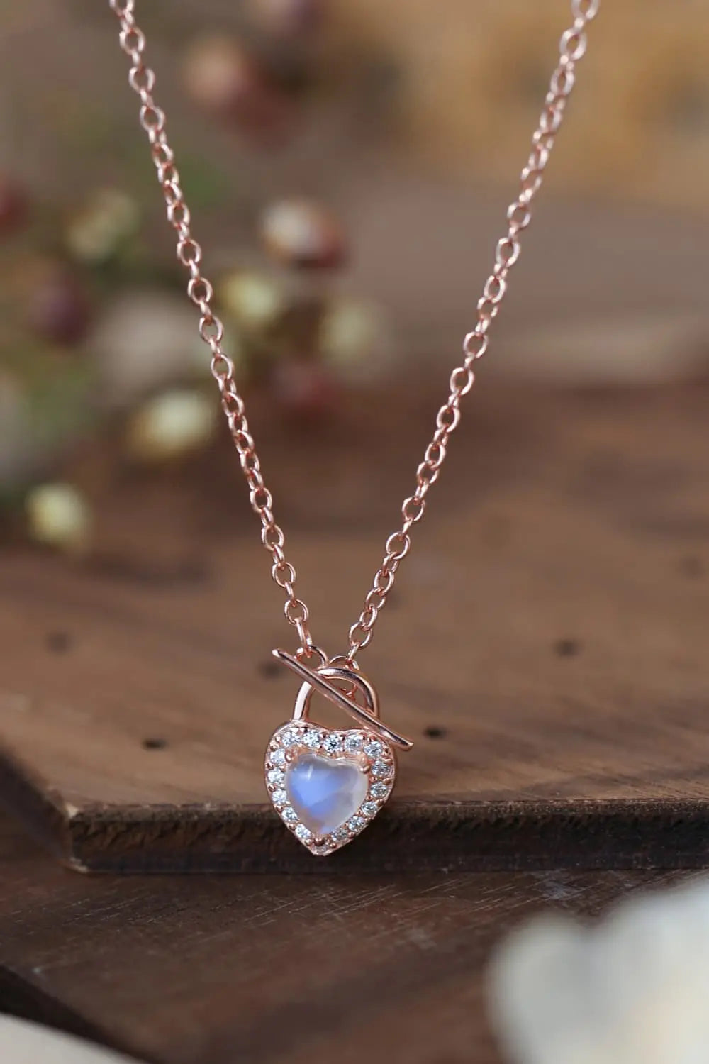 Lovcia Moonstone Heart Lock Pendant Necklace-Necklaces-Silver-One Size-Silver