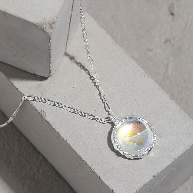 Lovcia Moonstone Necklace 16mm 925 Sterling Silver-Necklaces-Yellow Gold-Yellow Gold