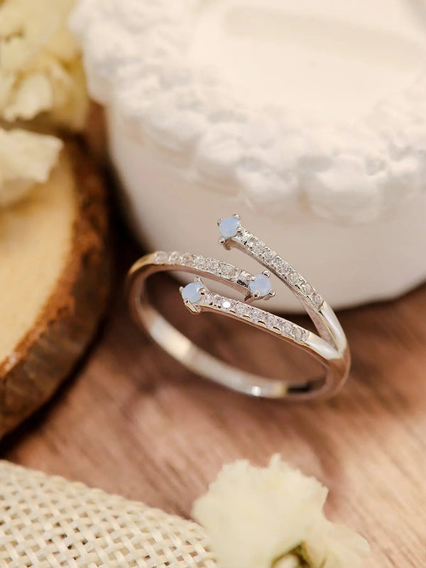 Lovcia Moonstone Platinum-Plated Ring-Rings-Silver-6-Silver
