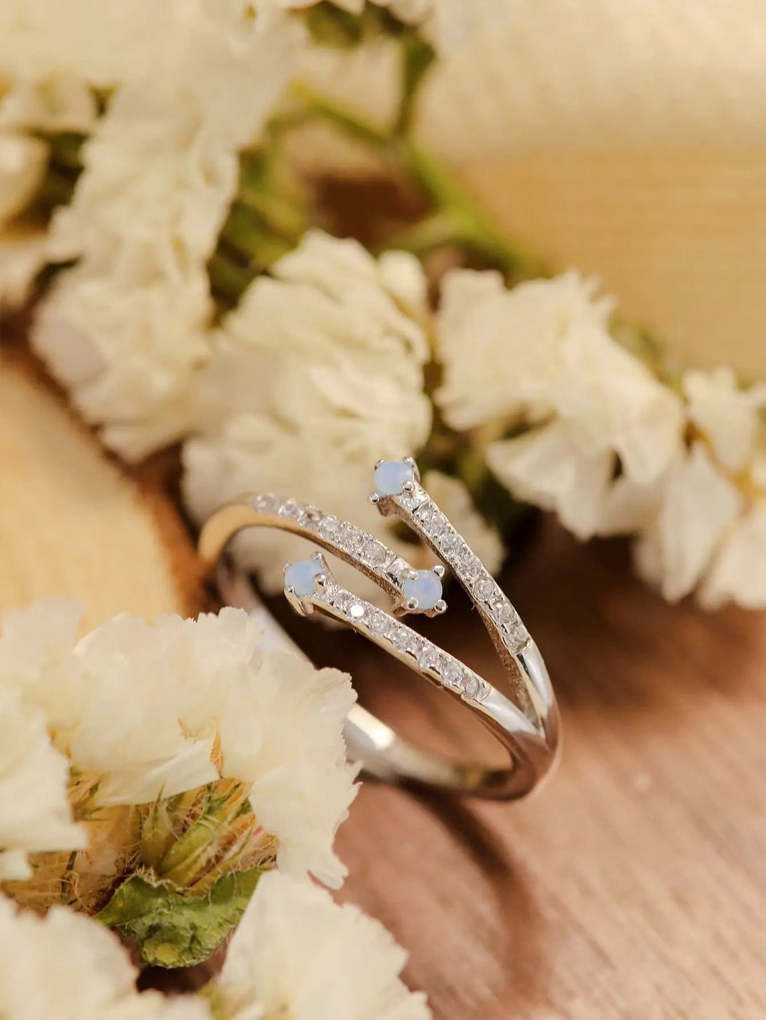 Lovcia Moonstone Platinum-Plated Ring-Rings-Silver-6-Silver
