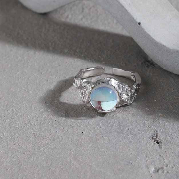 Lovcia Moonstone Ring Silver 925 Adjustable Open Size-Rings-