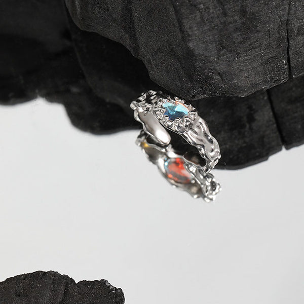 Lovcia Moonstone Sterling Silver Open Adjustable Ring-Rings-Rhodium-Rhodium