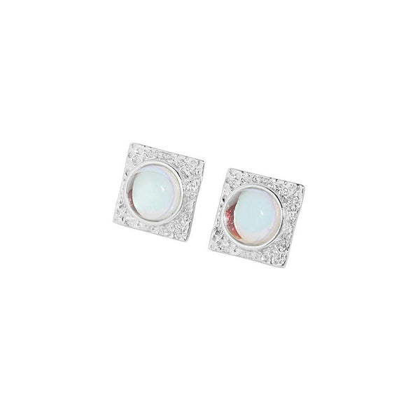 Lovcia Moonstone Sterling Silver Stud Earrings 12.2mm-Earrings-Yellow Gold-Yellow Gold