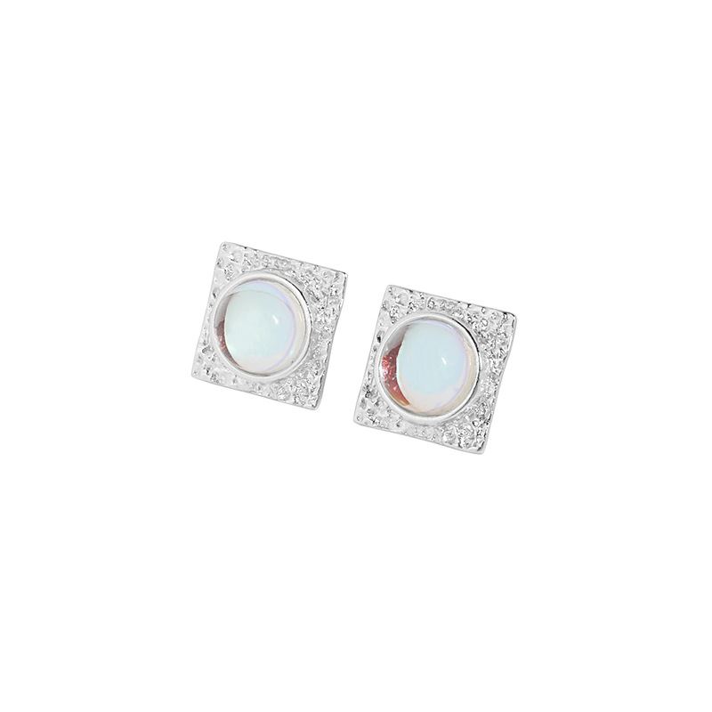 Lovcia Moonstone Sterling Silver Stud Earrings 12.2mm-Earrings-Yellow Gold-Yellow Gold