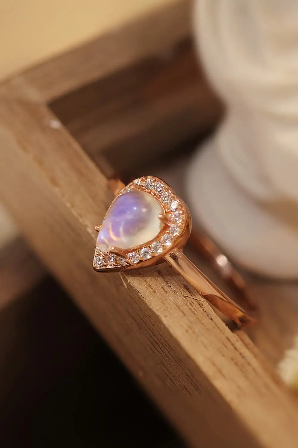 Lovcia Moonstone Teardrop 925 Sterling Silver Halo Ring-Rings-Silver-6-Silver