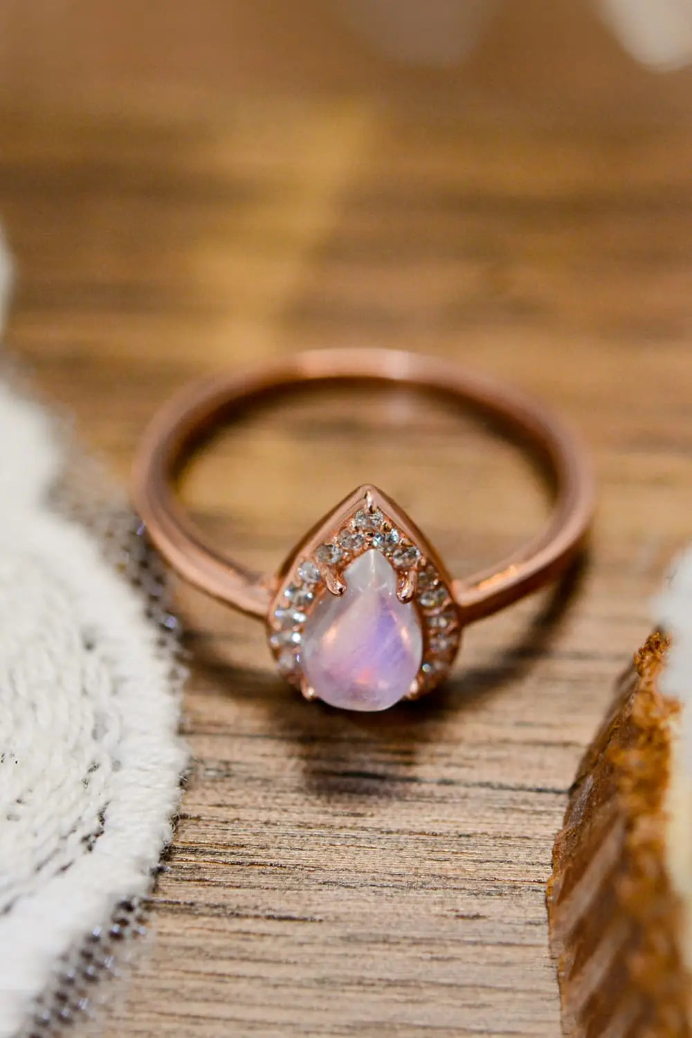 Lovcia Moonstone Teardrop 925 Sterling Silver Halo Ring-Rings-Silver-6-Silver