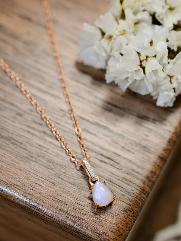 Lovcia Moonstone Teardrop Pendant Necklace-Necklaces-Moonstone-One Size-Moonstone