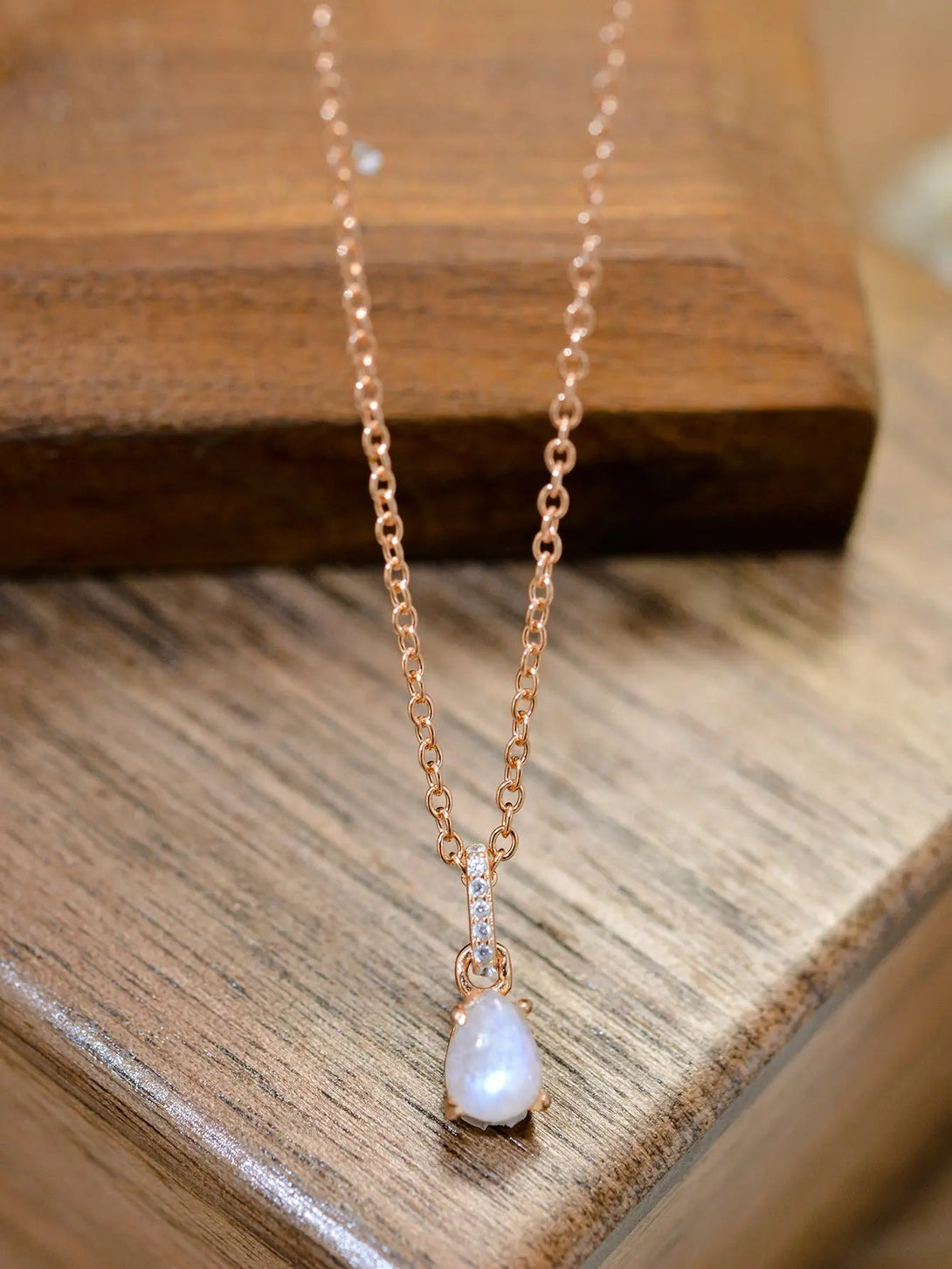 Lovcia Moonstone Teardrop Pendant Necklace-Necklaces-Moonstone-One Size-Moonstone