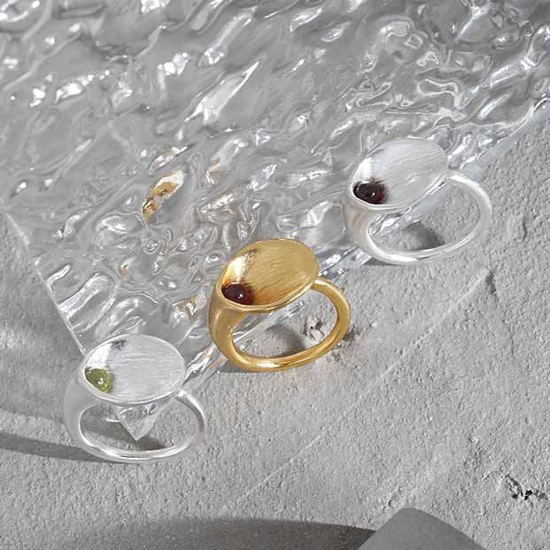 Lovcia Morning Glory CZ Ring 925 Gold Plated Adjustable-Rings-Yellow Gold * Red Cz-Yellow Gold * Red Cz