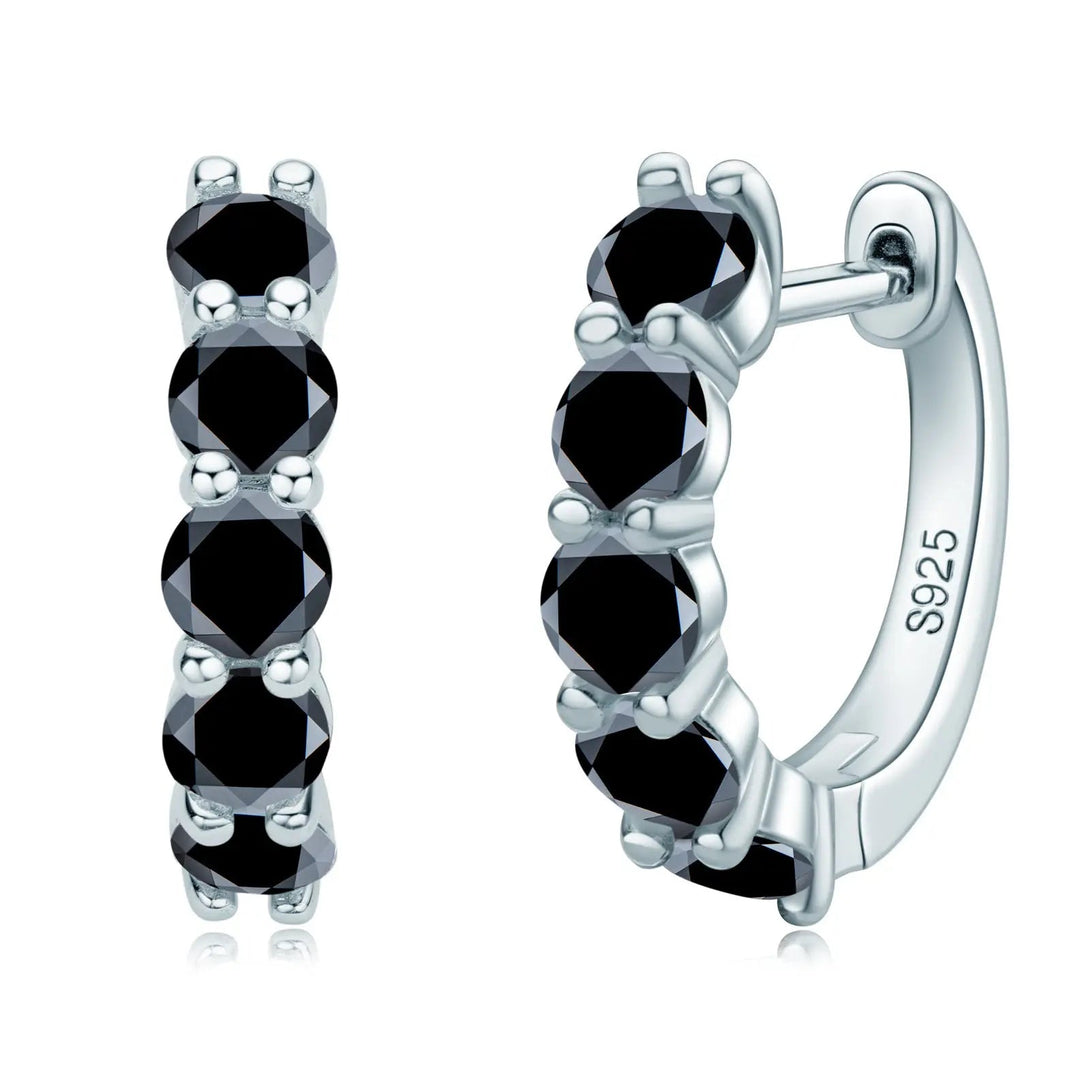 Lovcia Mosan Geometric S925 Sterling Silver Diamond Earrings for Fashionable Women-Earrings-Black-Black