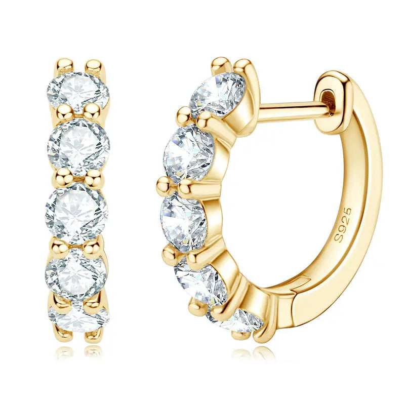 Lovcia Mosan Geometric S925 Sterling Silver Diamond Earrings for Fashionable Women-Earrings-Golden-Golden