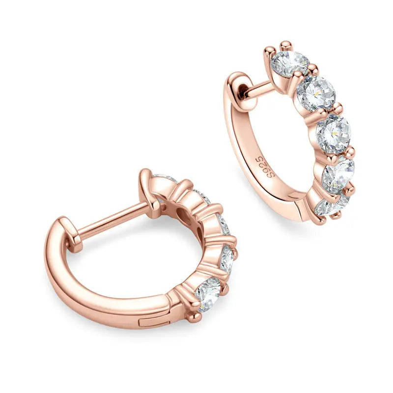 Lovcia Mosan Geometric S925 Sterling Silver Diamond Earrings for Fashionable Women-Earrings-Rose gold-Rose gold
