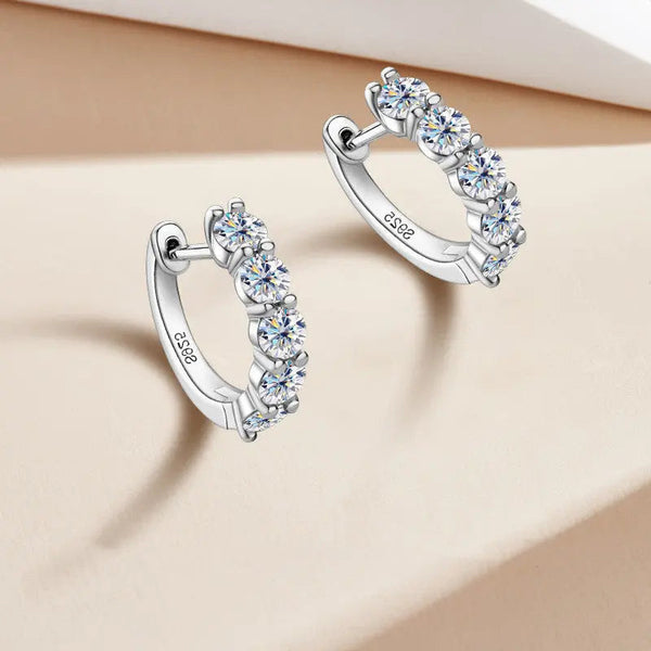 Lovcia Mosan Geometric S925 Sterling Silver Diamond Earrings for Fashionable Women-Earrings-White-White
