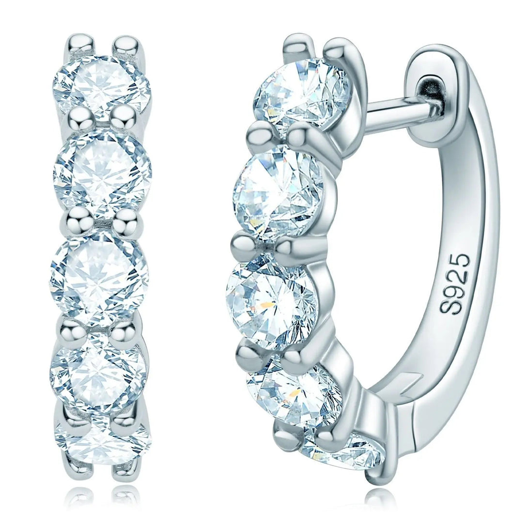 Lovcia Mosan Geometric S925 Sterling Silver Diamond Earrings for Fashionable Women-Earrings-White-White