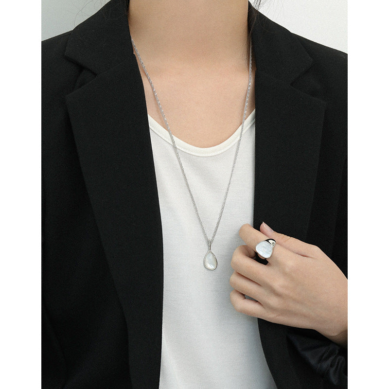 Lovcia Mother Of Shell 925 Sterling Silver Necklace-Necklaces-60cm+5cm-60cm+5cm