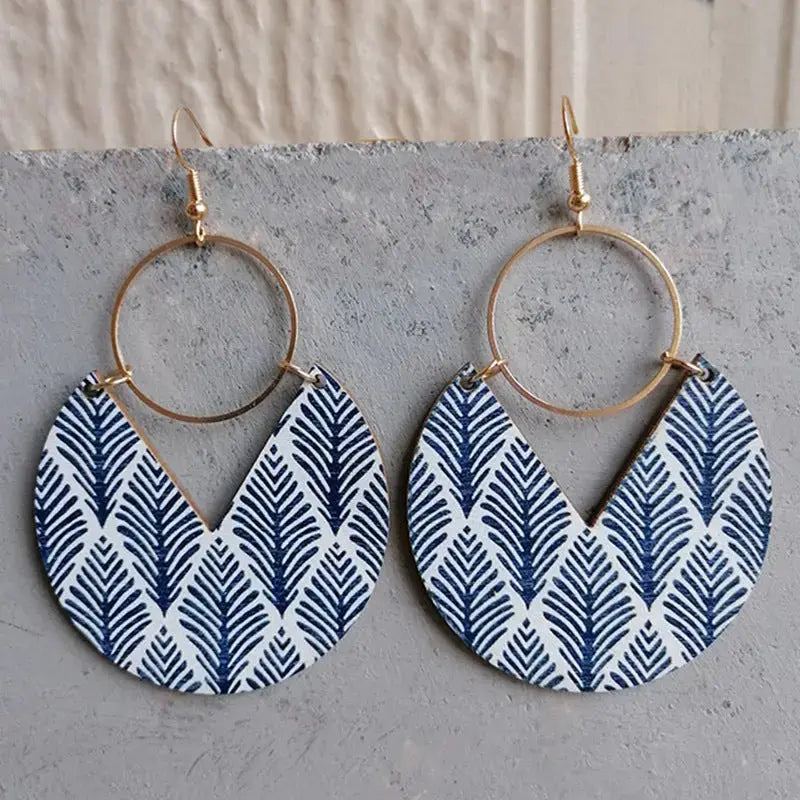 Lovcia Ms.Pac-Man Shape Wooden Dangle Earrings-Earrings-Style C-One Size-Style C