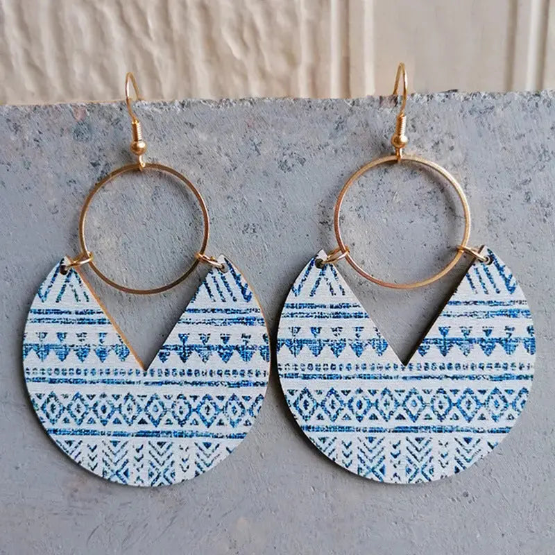 Lovcia Ms.Pac-Man Shape Wooden Dangle Earrings-Earrings-Style D-One Size-Style D