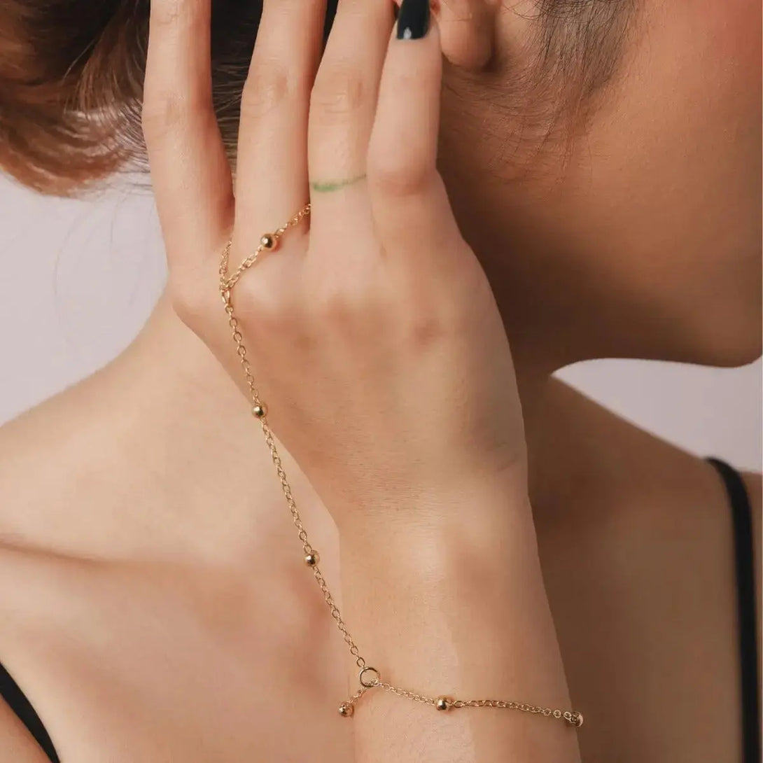 Lovcia Multi-style Elegant Gold Plated Stainless Steel Hand Chain Bracelet for Women-Bracelets-Five Pointed Stars Hand Chain-Five Pointed Stars Hand Chain
