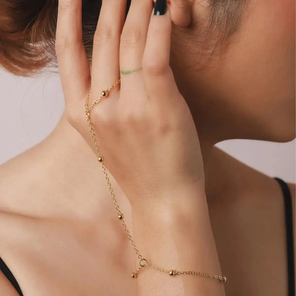 LOVCIA Multi-style Elegant Gold Plated Stainless Steel Hand Chain Bracelet for Women-Bracelets-LOVCIA