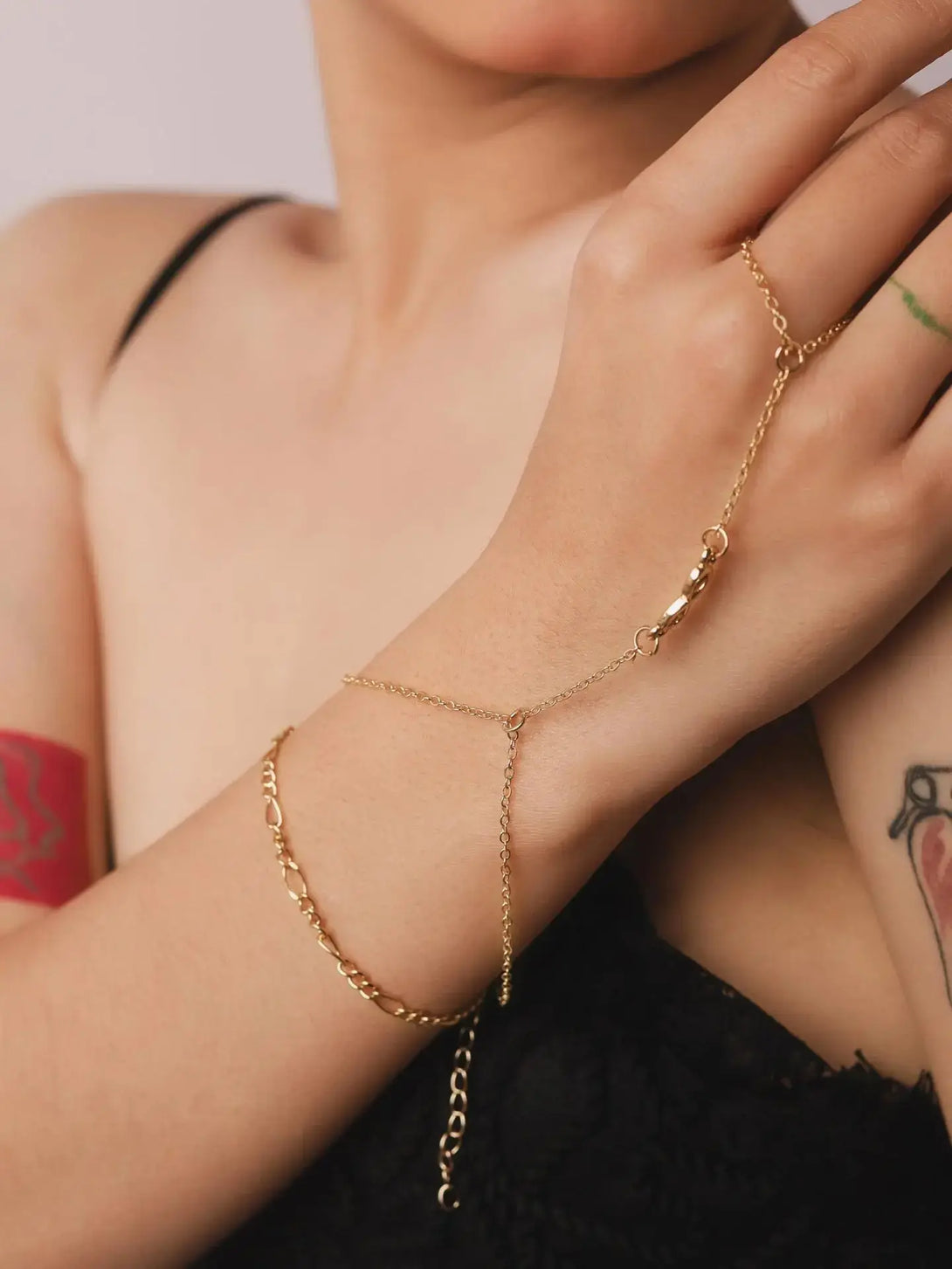 Lovcia Multi-style Elegant Gold Plated Stainless Steel Hand Chain Bracelet for Women-Bracelets-Five Pointed Stars Hand Chain-Five Pointed Stars Hand Chain