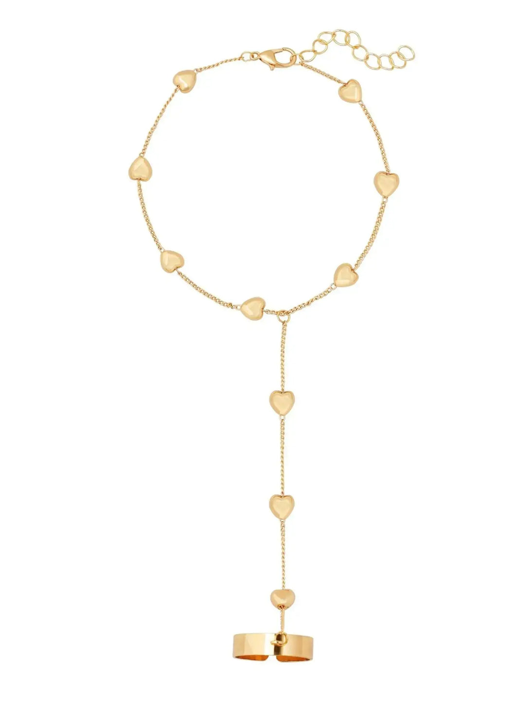 Lovcia Multi-style Elegant Gold Plated Stainless Steel Hand Chain Bracelet for Women-Bracelets-Love Ring Hand Chain-Love Ring Hand Chain