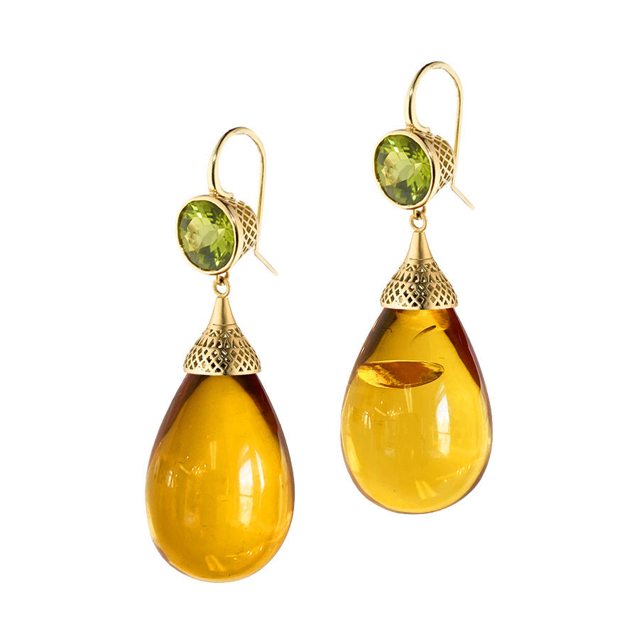 Lovcia Multicolor Glamorous Gold-Plated Teardrop Crystal Earrings for Women-Earrings-Champagne-Champagne