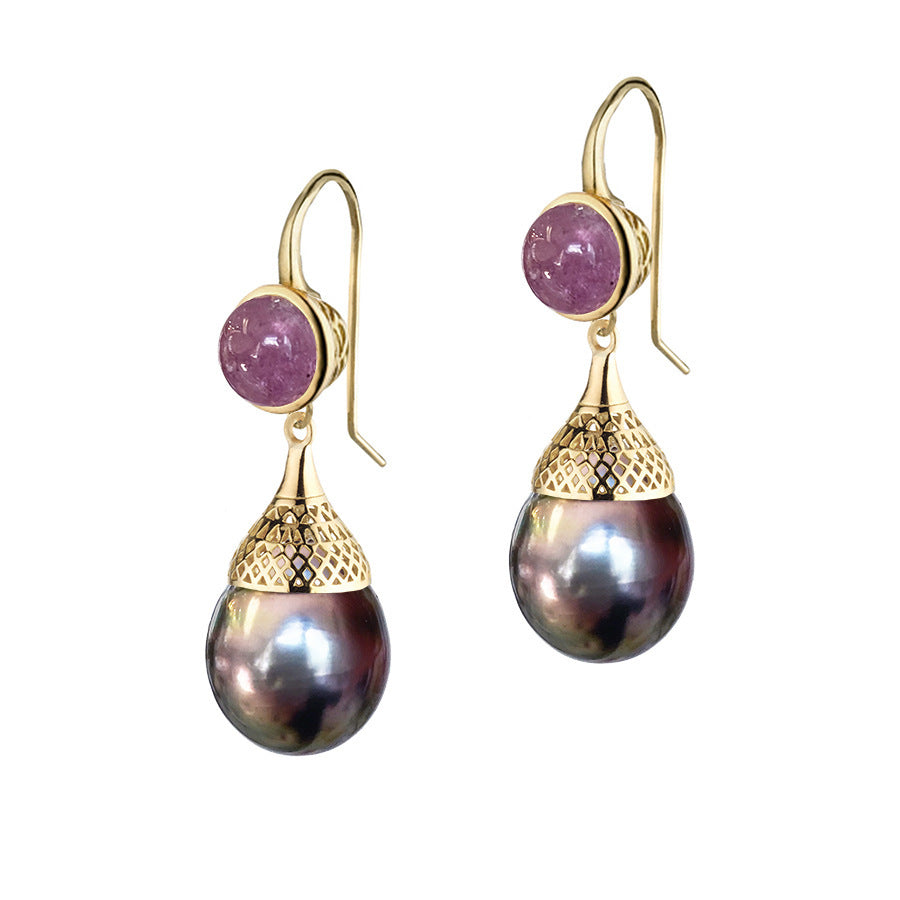 Lovcia Multicolor Glamorous Gold-Plated Teardrop Crystal Earrings for Women-Earrings-Purple-Purple