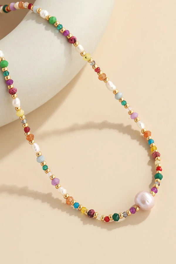 Lovcia Multicolored Bead Necklace-Necklaces-Multicolor-One Size-Multicolor