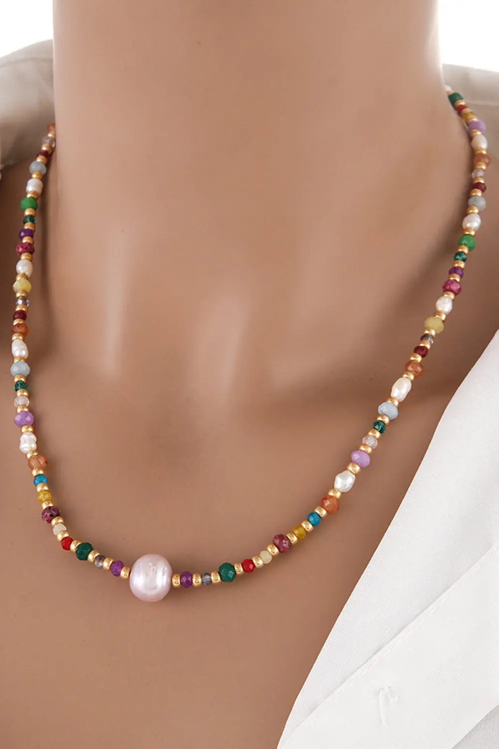 Lovcia Multicolored Bead Necklace-Necklaces-Multicolor-One Size-Multicolor