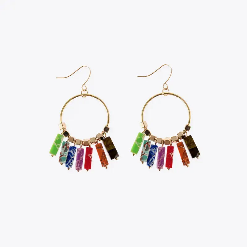 Lovcia Multicolored Stone Dangle Earrings-Earrings-Multicolor-One Size-Multicolor