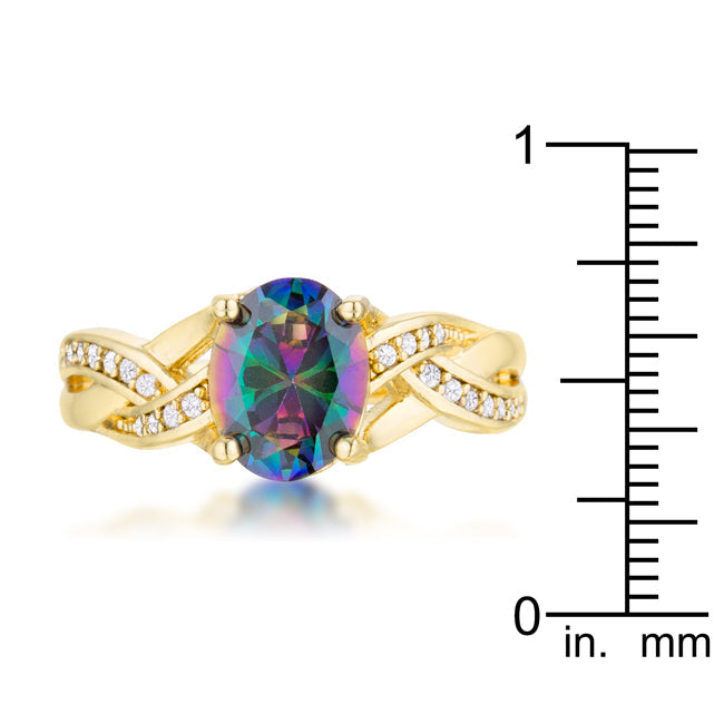 Lovcia Mystic CZ 14k Gold Oval Engagement Ring with Twisted Band-Rings-5-5