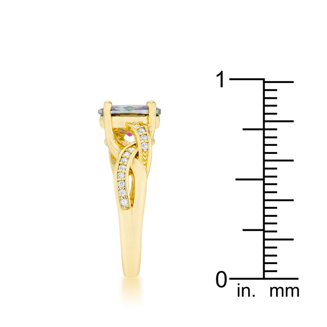 Lovcia Mystic CZ 14k Gold Oval Engagement Ring with Twisted Band-Rings-5-5