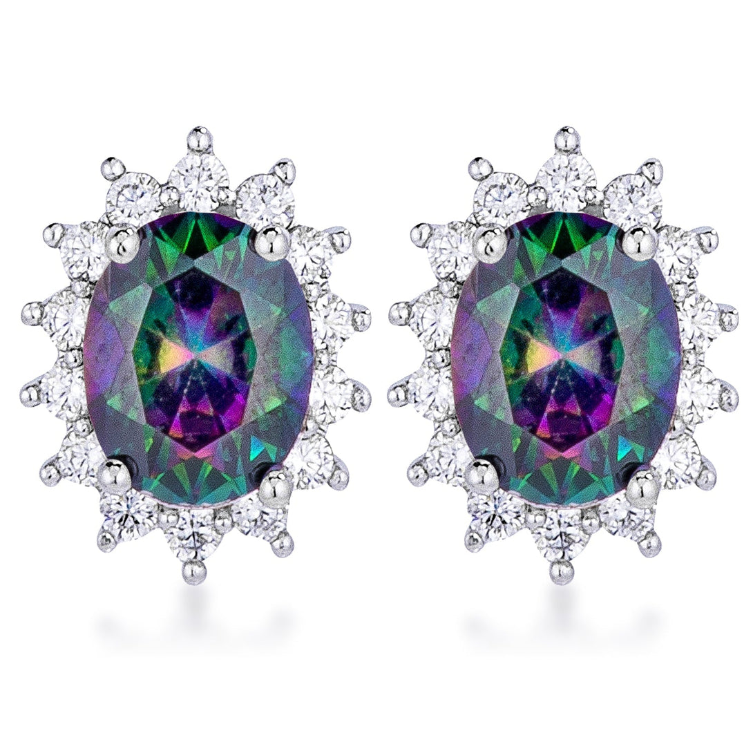 Lovcia Mystic Petite Royal Oval Earrings with Rhodium Plating-Earrings-