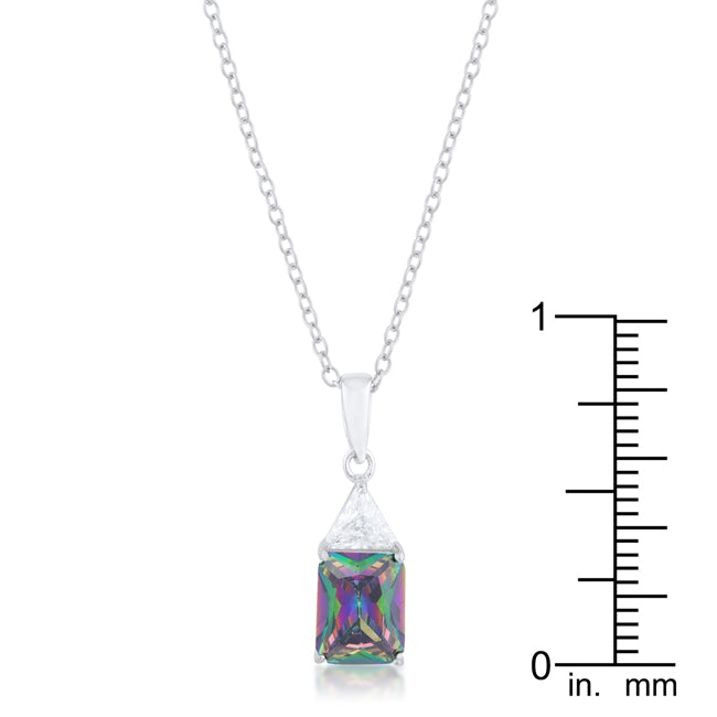 Lovcia Mystic Radiant Cut CZ Rhodium Drop Necklace-Necklaces-