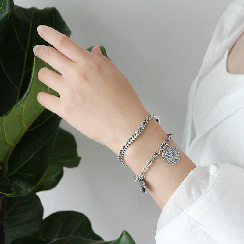 Lovcia Napoleon Portrait Coin Bracelet 925 Sterling Silver-Bracelets-Vintage-Vintage
