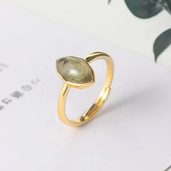 Lovcia Natural African Labradorite Diamond Ring-Rings-Gold-Gold