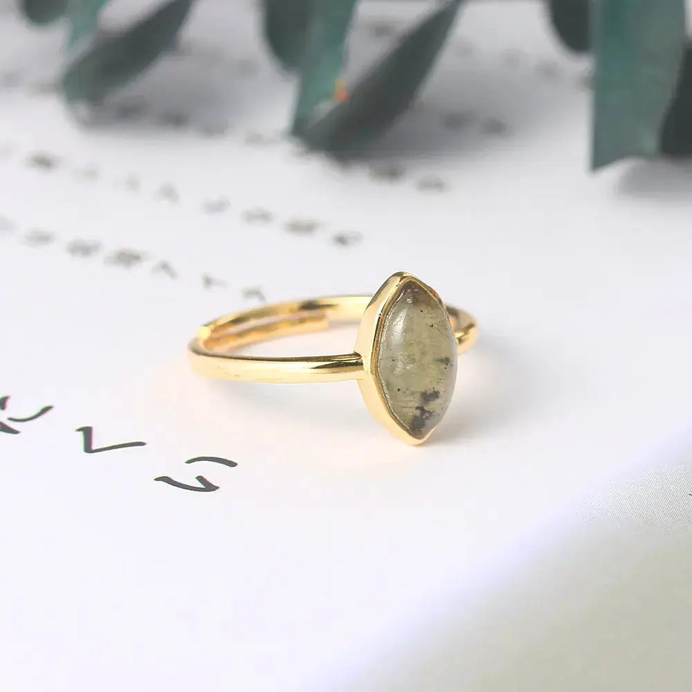 Lovcia Natural African Labradorite Diamond Ring-Rings-Gold-Gold