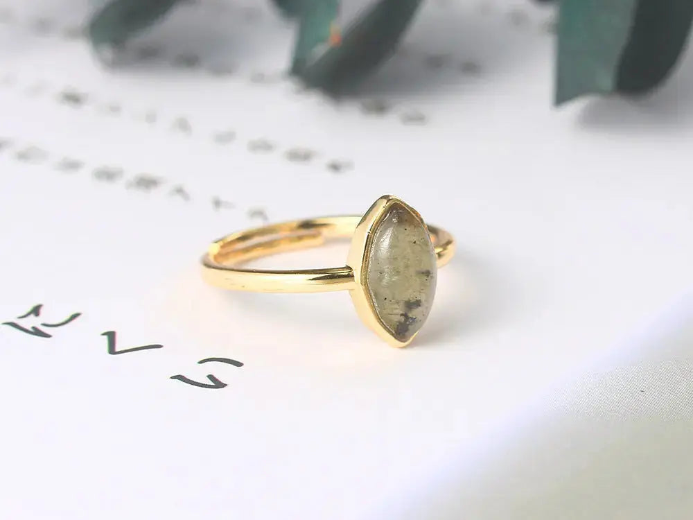 Lovcia Natural African Labradorite Diamond Ring-Rings-Gold-Gold