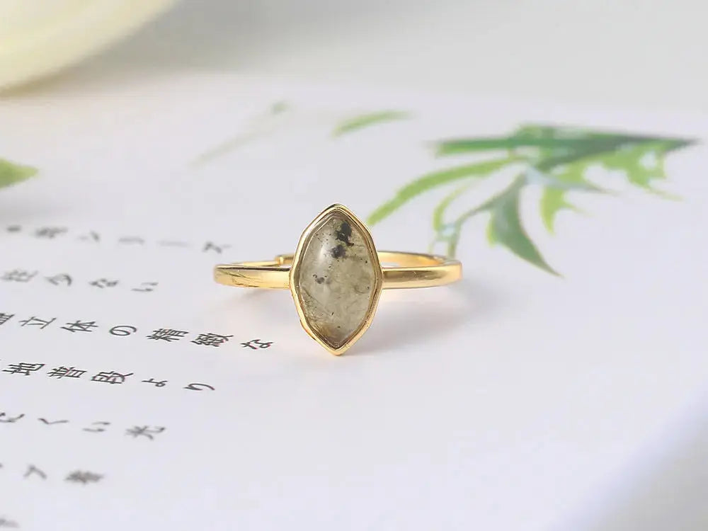 Lovcia Natural African Labradorite Diamond Ring-Rings-Gold-Gold