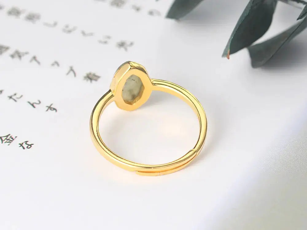 Lovcia Natural African Labradorite Diamond Ring-Rings-Gold-Gold