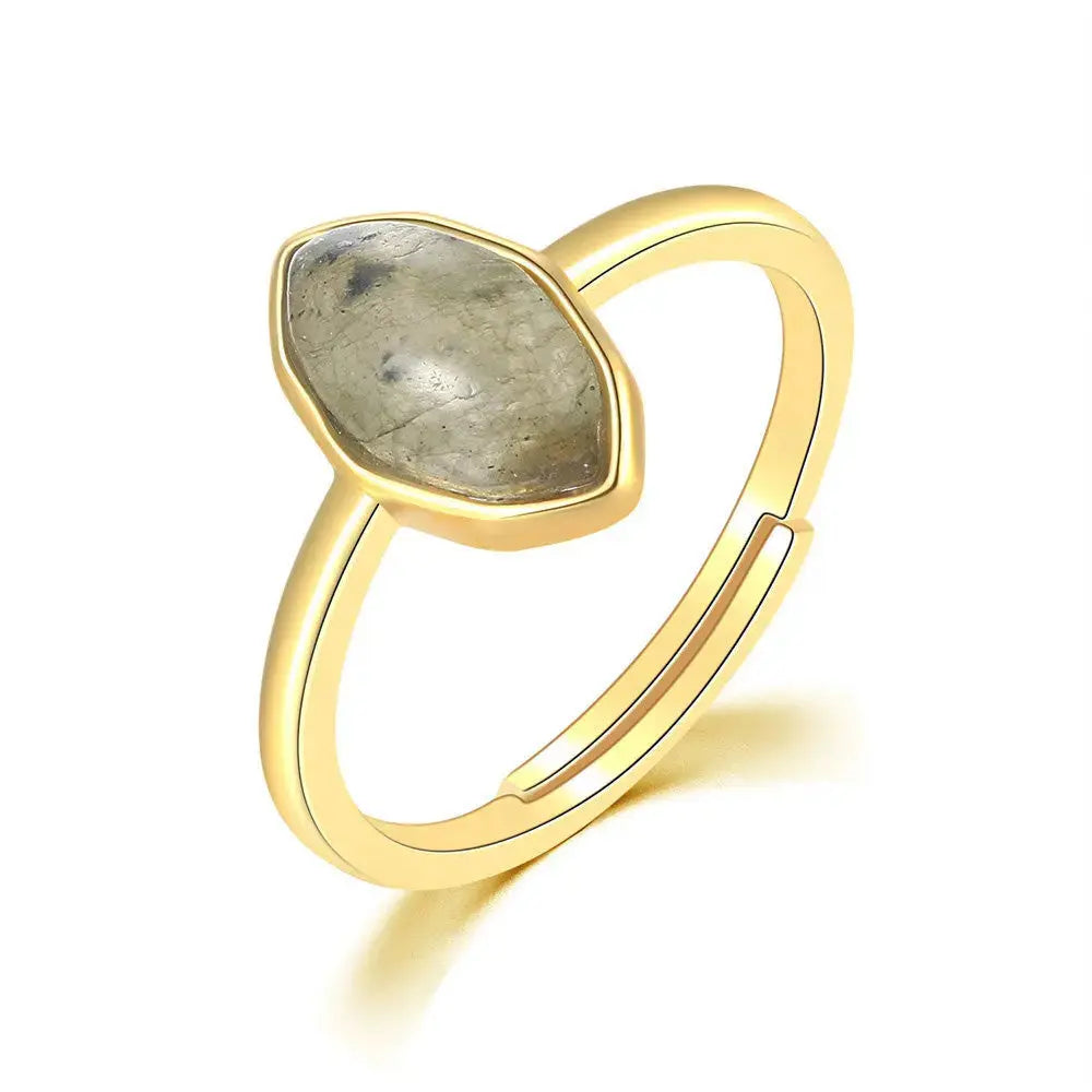 Lovcia Natural African Labradorite Diamond Ring-Rings-Gold-Gold