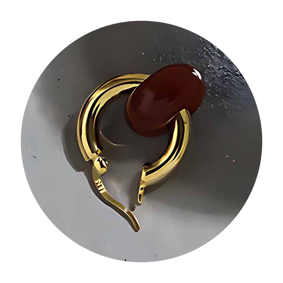 Lovcia Natural Agate/Topaz/Aventurine Quartz/Opal 925 Sterling Silver Huggie Hoop Earring for Women (Single)-Earrings-Yellow Gold (Single Earring - Not pair)-Yellow Gold (Single Earring - Not pair)