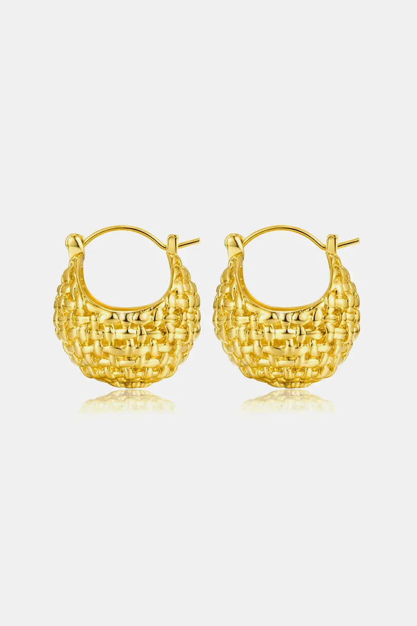 Lovcia Natural Braided Metal Hoop Earrings for Women-Earrings-Gold-One Size-Gold