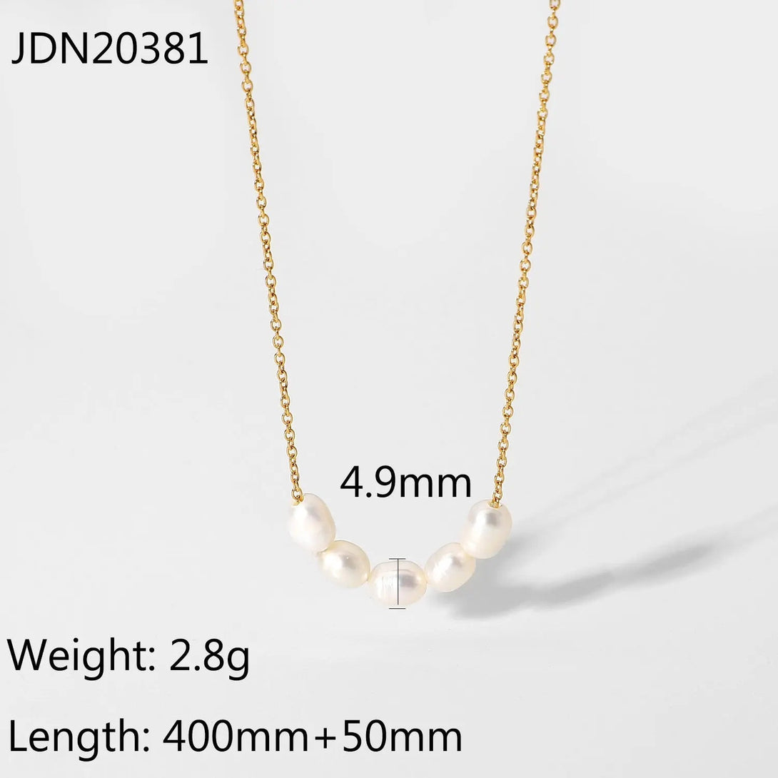 Lovcia Natural Freshwater Pearl Necklace Jewellery for Women - 18K Gold-plated Collarbone Necklace-Necklaces-JDN20381-JDN20381